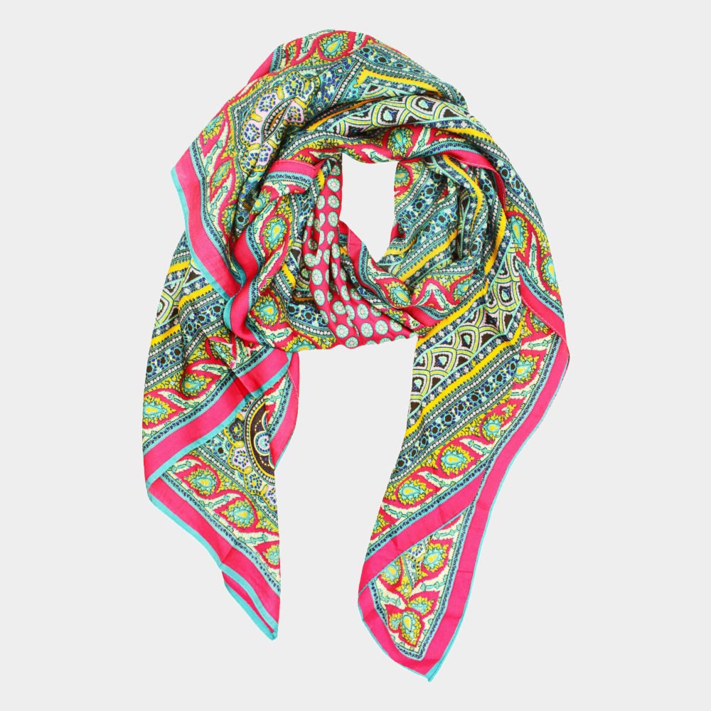 

Продолговатый шелковистый атласный шарф-шаль с абстрактным узором Truedames, фуксия