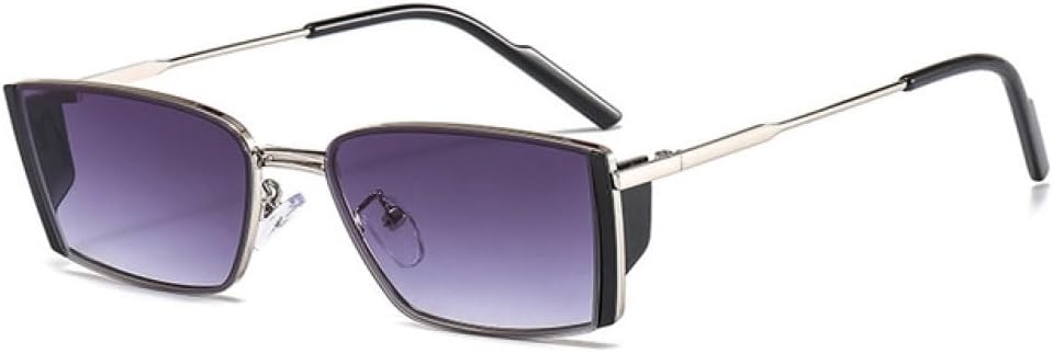 

Панк-очки, маленькие прямоугольные, для женщин и мужчин, модные квадратные солнцезащитные очки для женщин, в стиле стимпанк, ретро, ​​очки с защитой от УФ-излучения UV400 generic, Silver-gray