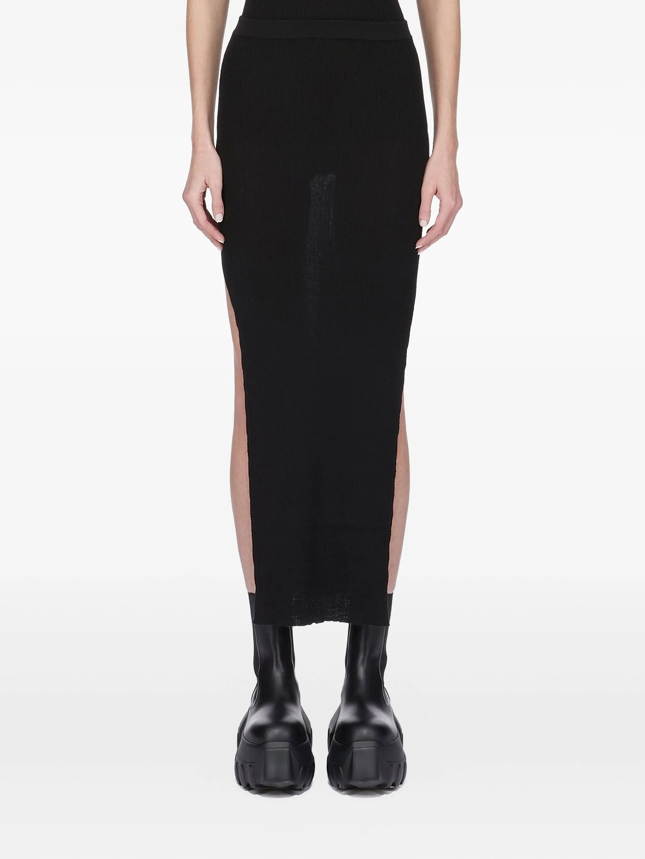 

Юбка в рубчик с разрезом Rick Owens, черный