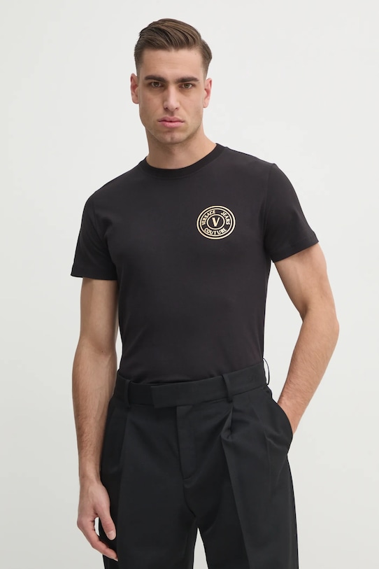 

Хлопковая футболка Versace Jeans Couture, черный