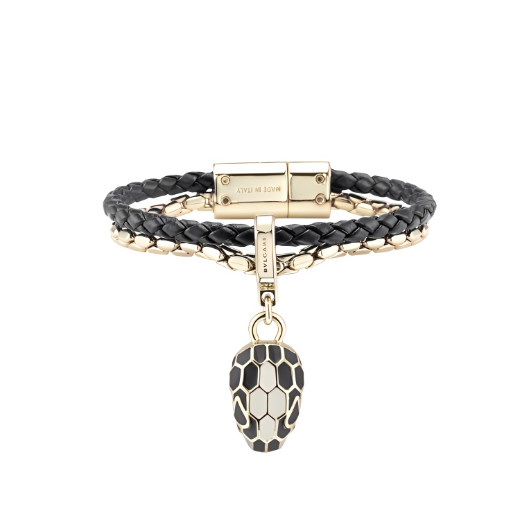 Металлические кожаные браслеты на голенище Women's Black BVLGARI, черный — фото 4