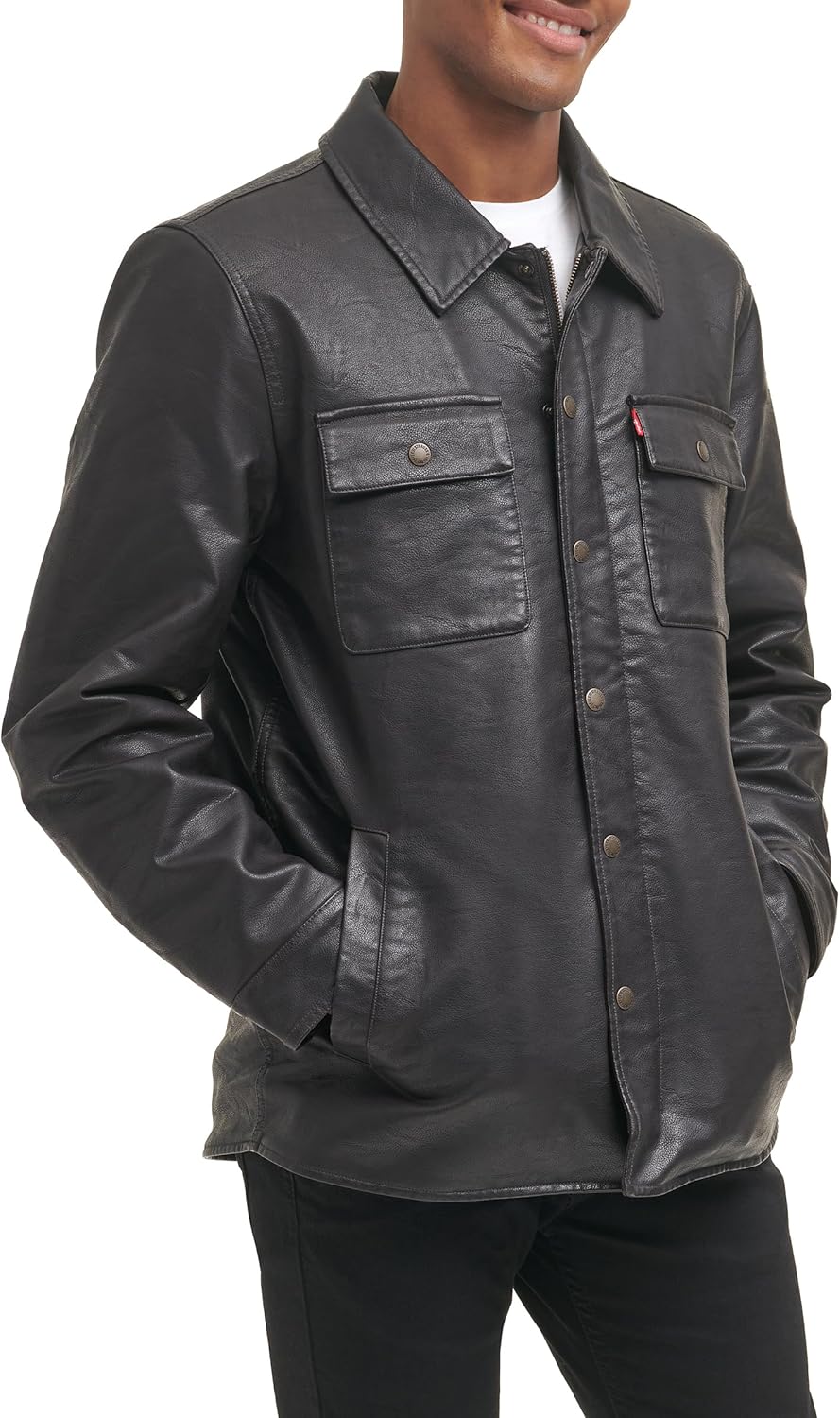 Мужская куртка Levi's из искусственной кожи с капюшоном и полировкой, New Brown — фото 2