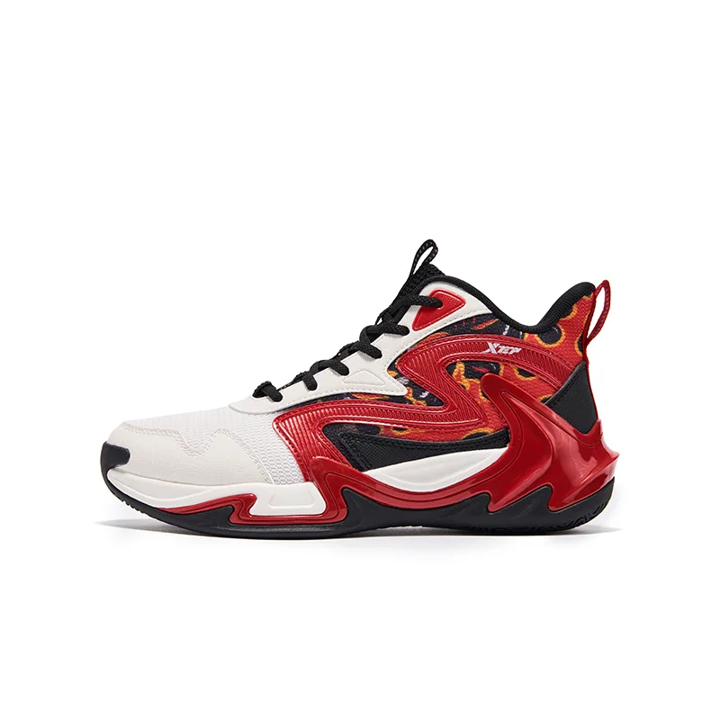 Кроссовки Rayquaza с противоскользящей подошвой и амортизацией XTEP, Sail White Black Top Scorer Red