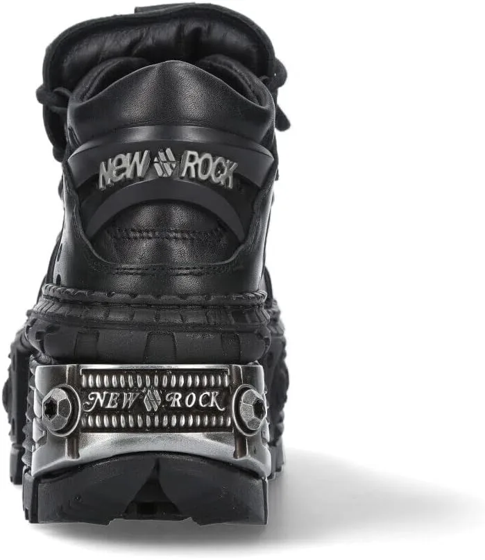 

Мужские готические ботинки New Rock WALL106-S10 из черной металлической кожи с платформой, черный