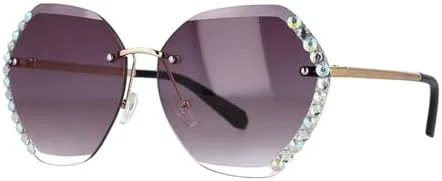 

Ретро-солнцезащитные очки без оправы с бриллиантами 2026 года для женщин, очки с защитой от УФ-излучения UV400, винтажные солнцезащитные очки MTZJH, Gradient Purple