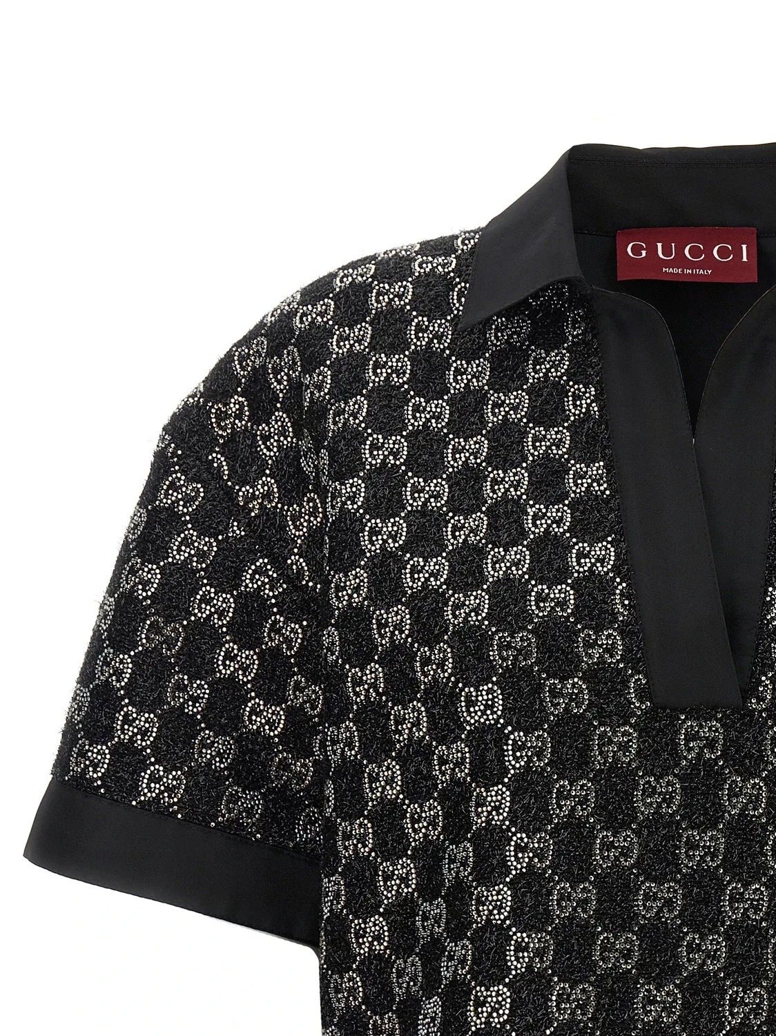 Топ GUCCI Кристаллический «GG», с кристаллами, черный — фото 3