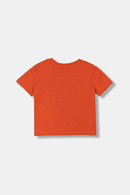Футболка детская хлопковая United Colors of Benetton, оранжевый — фото 2