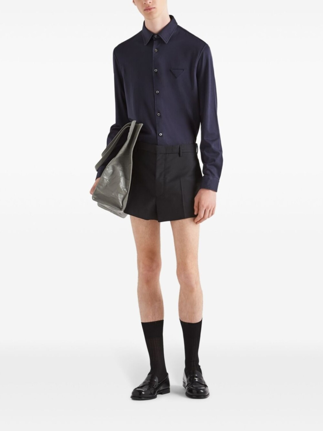 

Prada рубашка с нашивкой-логотипом, синий