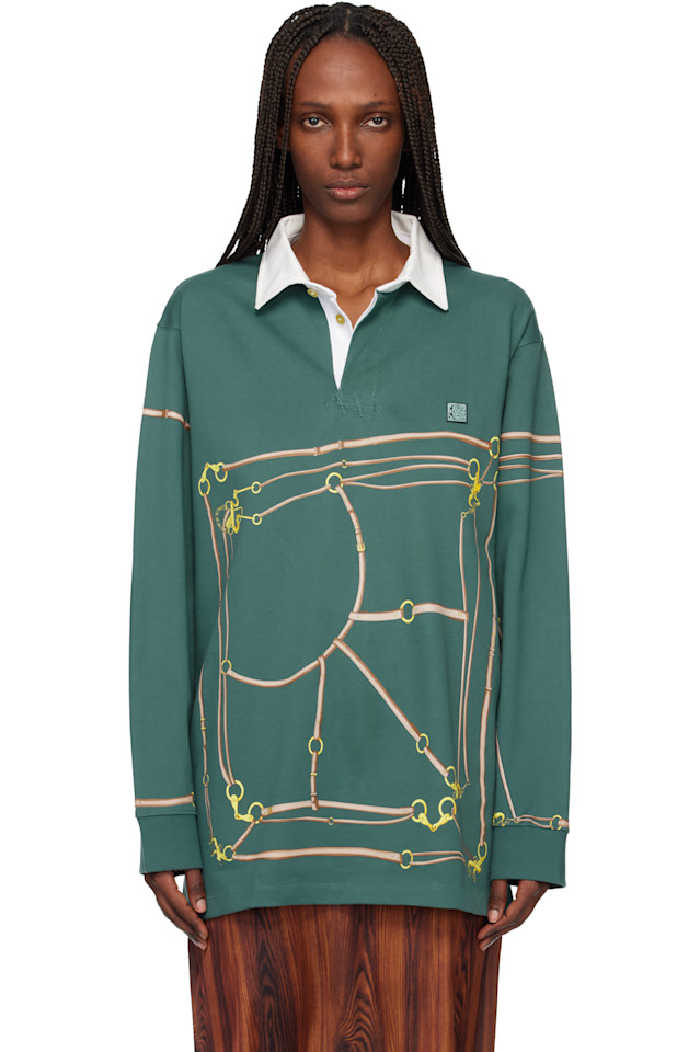 

Регбийная рубашка-поло с принтом на поясе Conner Ives, зеленый