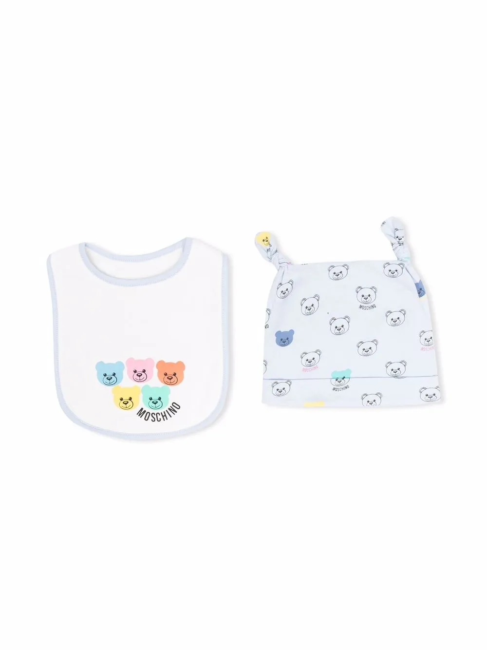 

Комплект из шапки бини и нагрудника Moschino Kids, синий