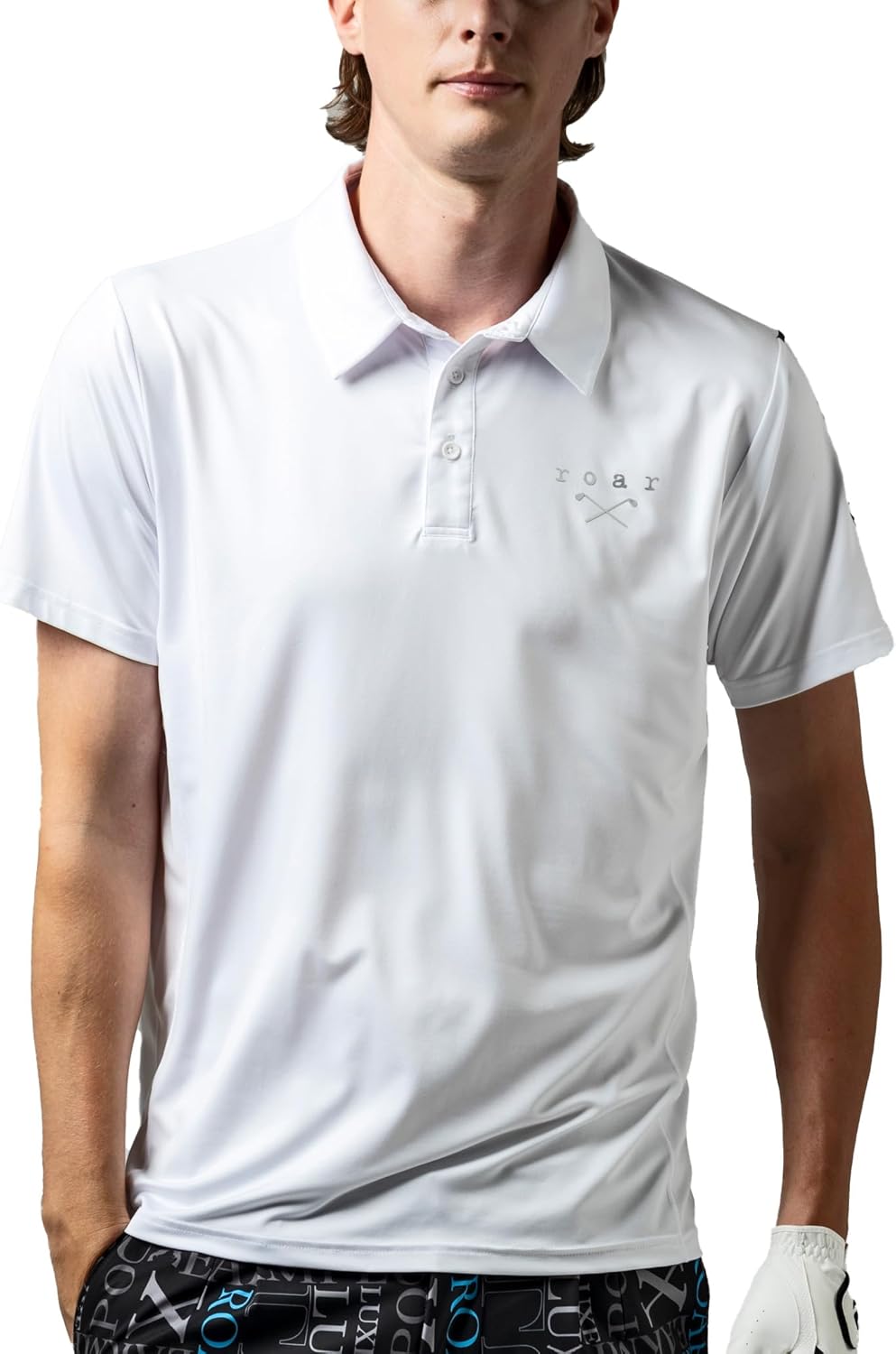 

Мужская поло-рубашка для гольфа LUXEAKMPLUS с коротким рукавом и логотипом на рукаве, белый