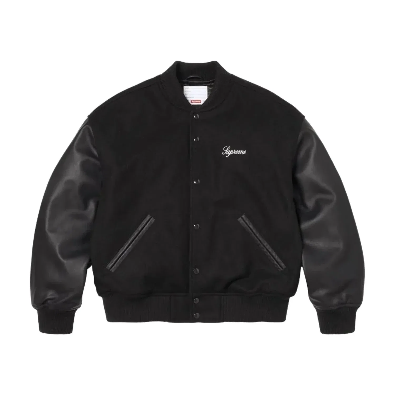 Куртка Supreme SS26 Cross Varsity Jacket 'Black' SUP-SS26-155-BLK, черный — фото 2
