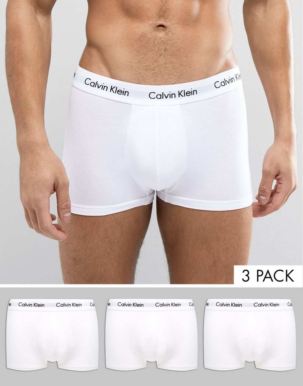 

Комплект из трех белых плавок-брифов с низкой посадкой Calvin Klein Cotton Stretch