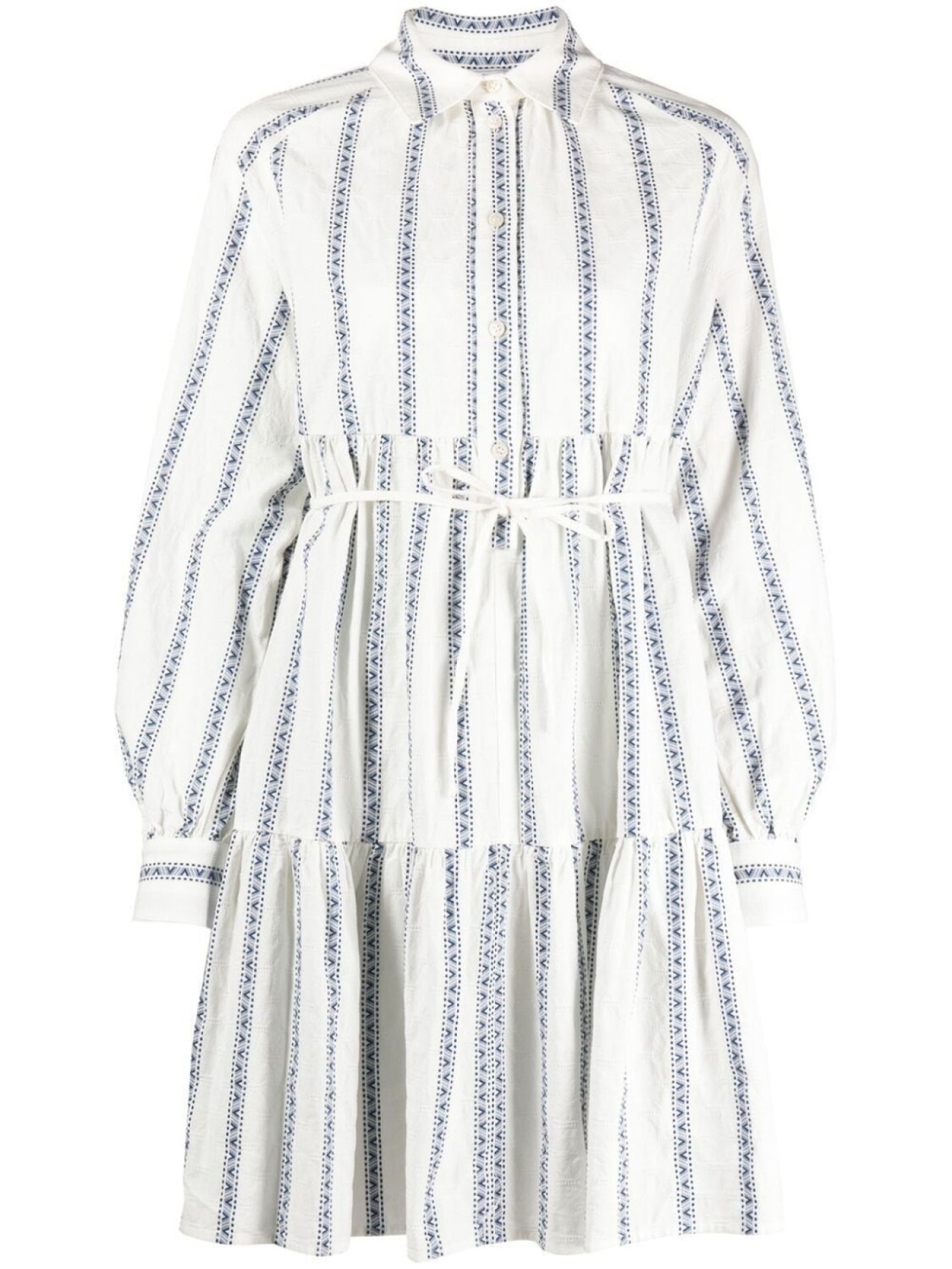

Woolrich tie-waist long-sleeve minidress, белый