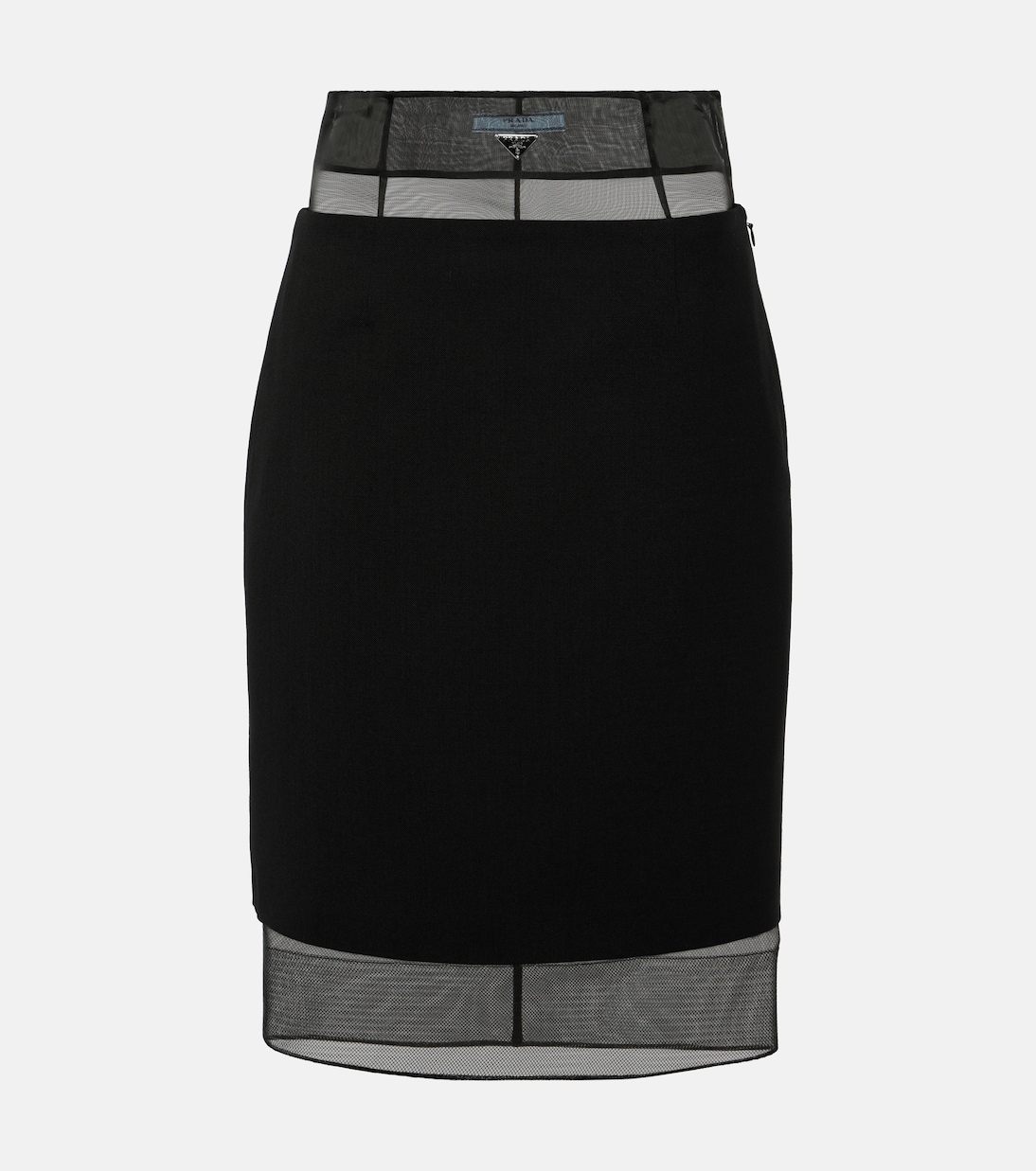 

Юбка миди из кринолина и натуральной шерсти Prada, Nero