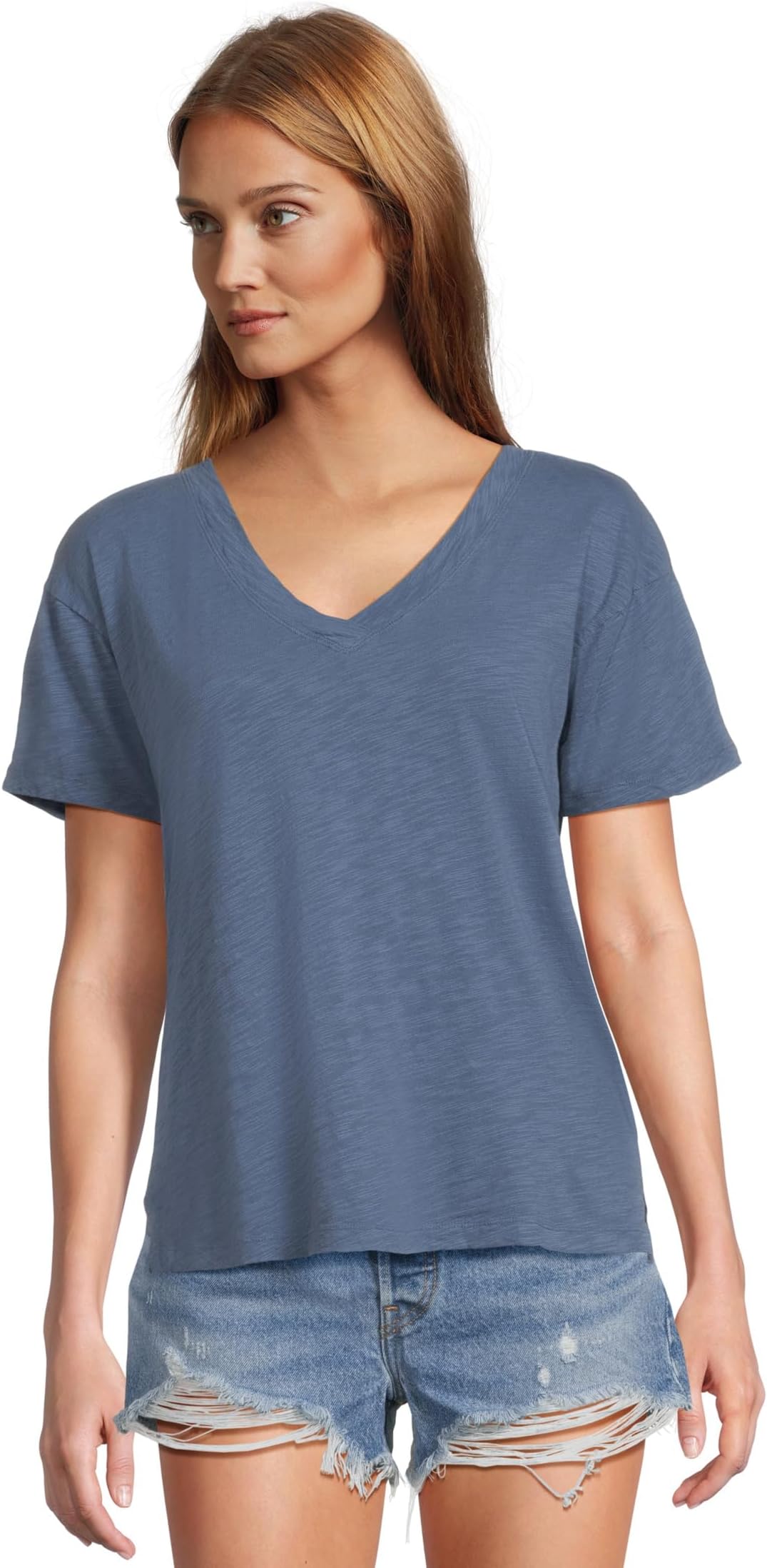 

Футболка Mod-o-doc Short Sleeve V-Neck Boxy Tee, цвет Pacific Blue