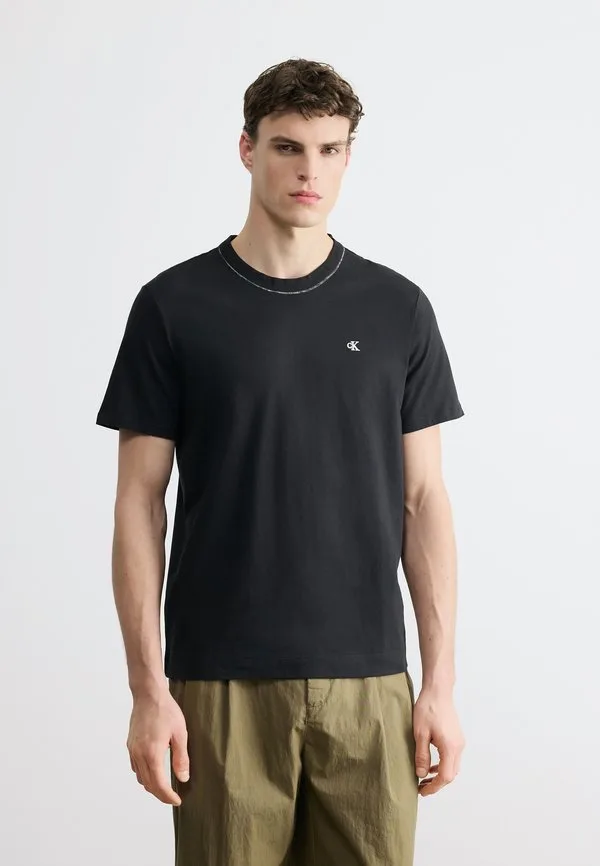 Базовая футболка из коллекции contrast sched ringer crew с контрастной строчкой Calvin Klein, Black