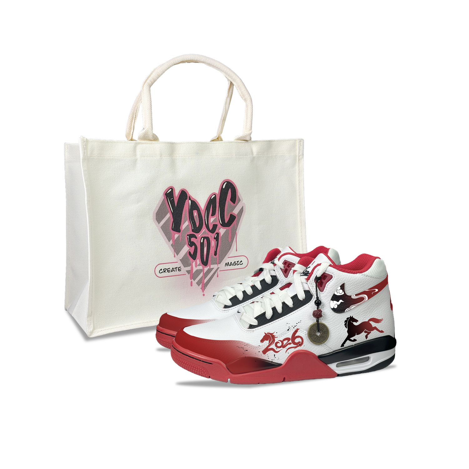 

Flight Legacy YDCC Cloud Striding Treasure Companion, Shopping Bag Abrasion Resistant Mid top Nike, красный белый