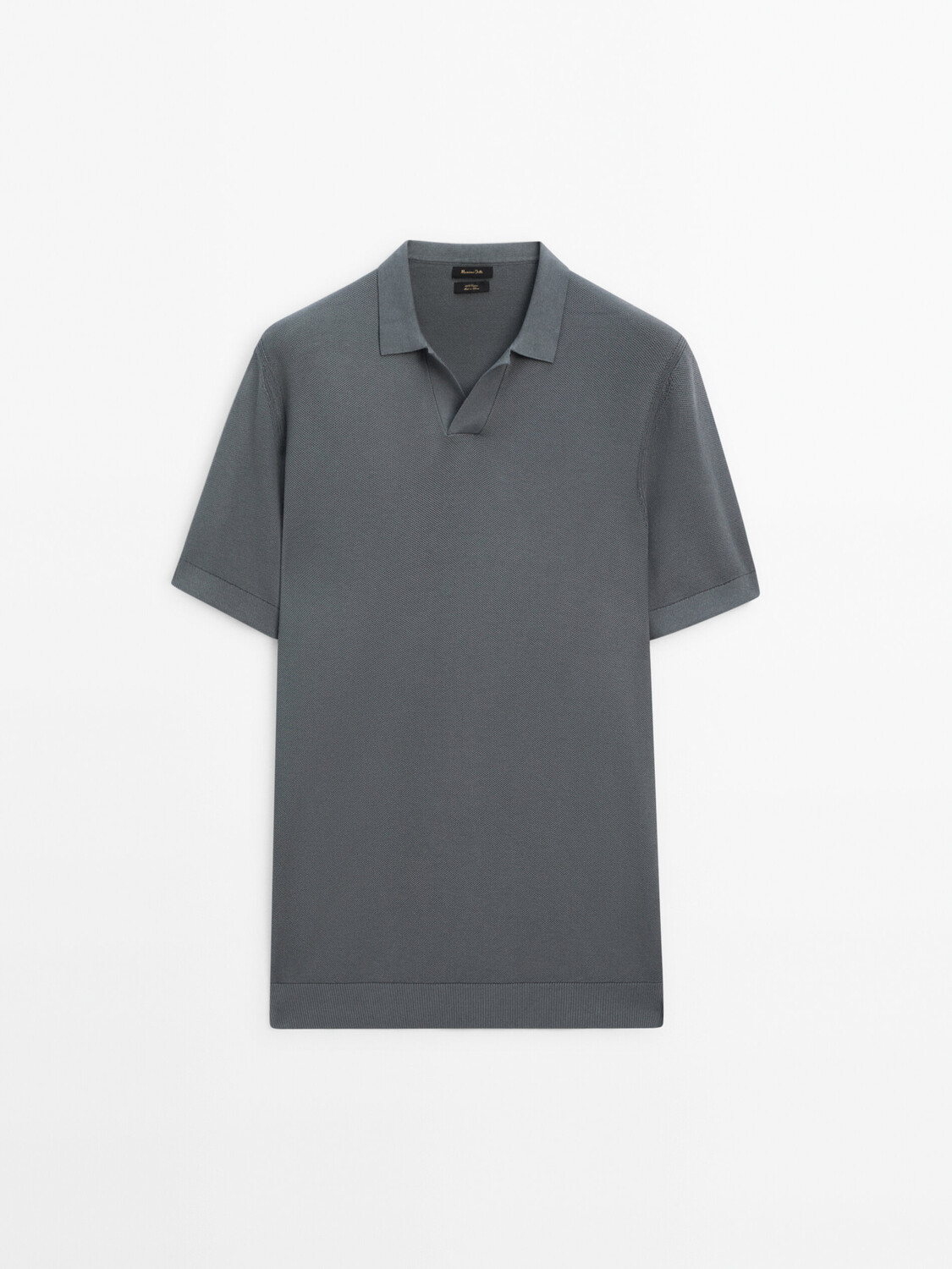 

Свитер-поло хлопковой вязки с короткими рукавами Massimo Dutti, синий