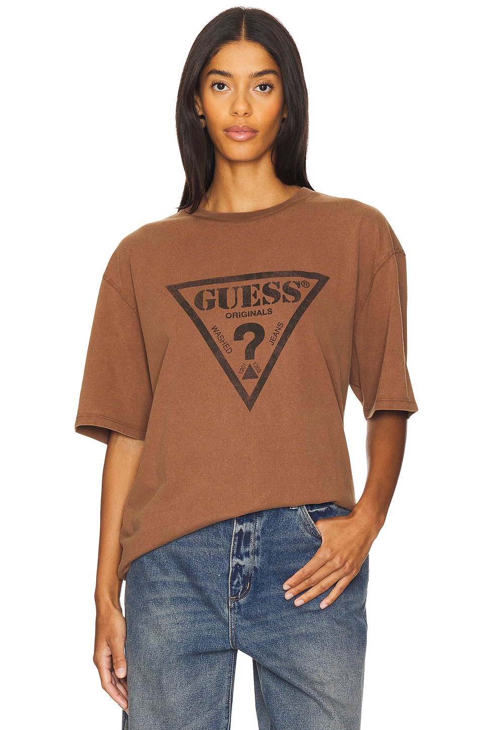 

Винтажная треугольная футболка Guess Originals, коричневый