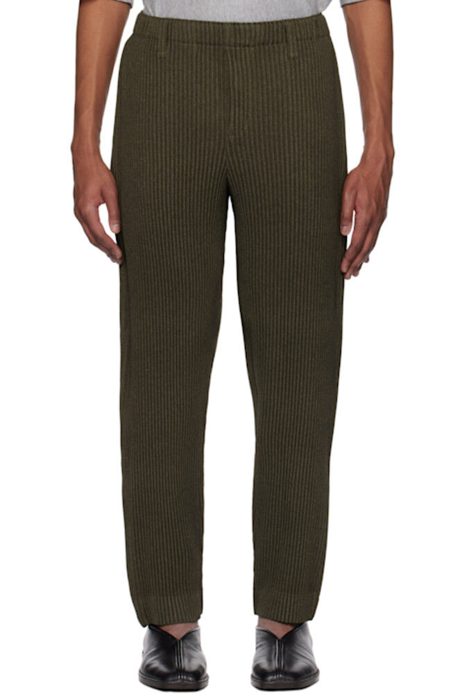 

Легкие брюки цвета хаки из шерсти HOMME PLISSÉ ISSEY MIYAKE