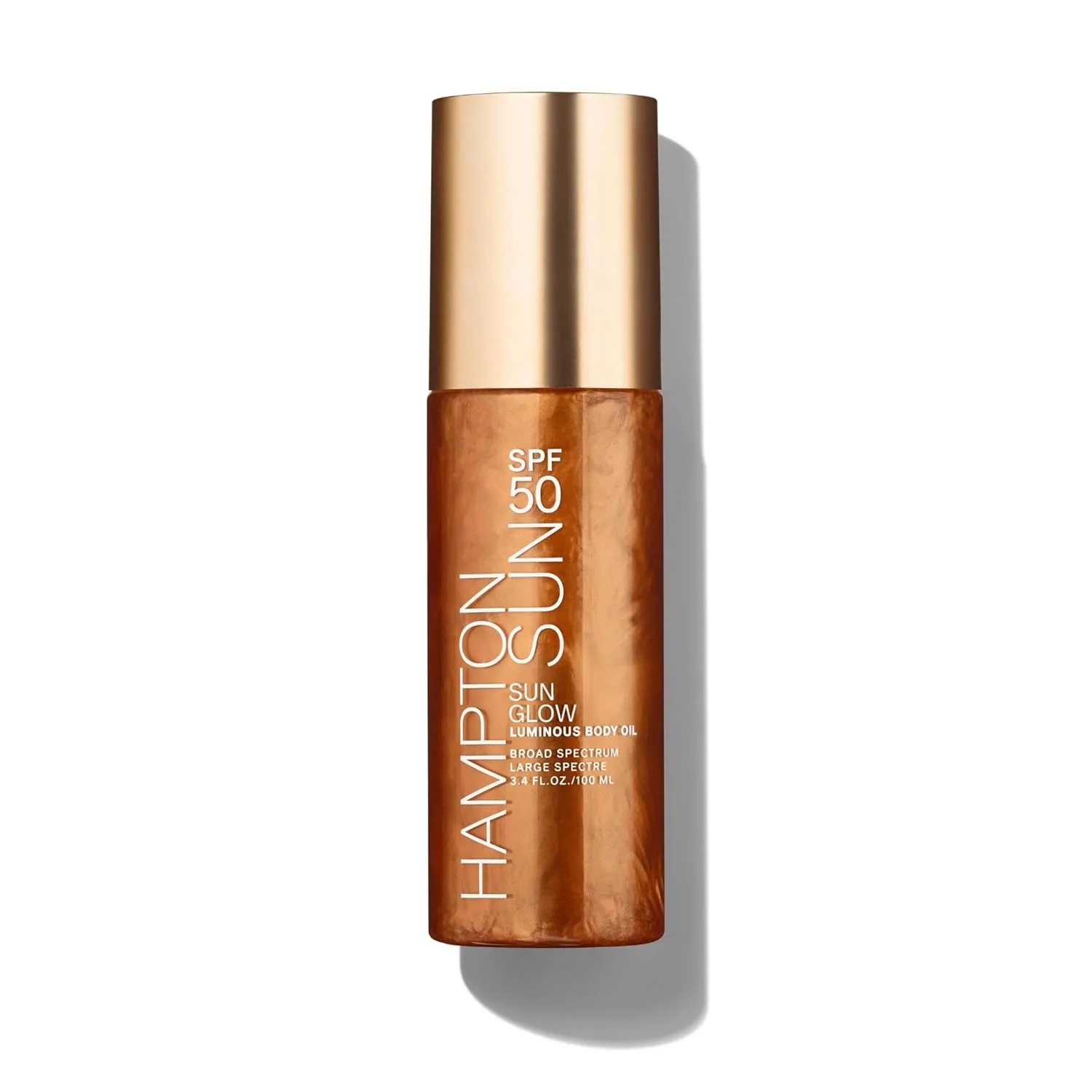 Hampton Sun SPF 50 Sun Glow Luminous Body Oil, легкое мерцающее масло-гель с витамином E, маслами кукуи и гибискуса