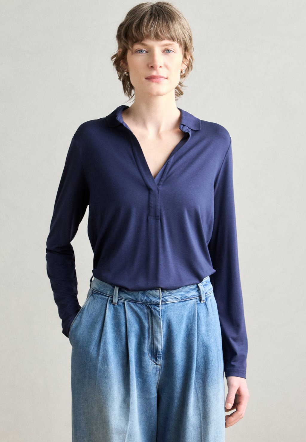 

Блуза BLOUSE LONG SLEEVE POLO COLLAR Marc O'Polo, темно-синий