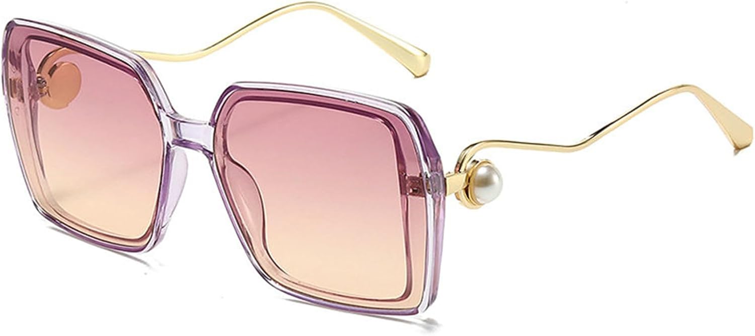 

Willochra Роскошные женские солнцезащитные очки большого размера в квадратной оправе, ретро-дизайн с металлическим каркасом и жемчужным блеском, для активного отдыха и путешествий, с защитой от УФ-излучения UV400, C4