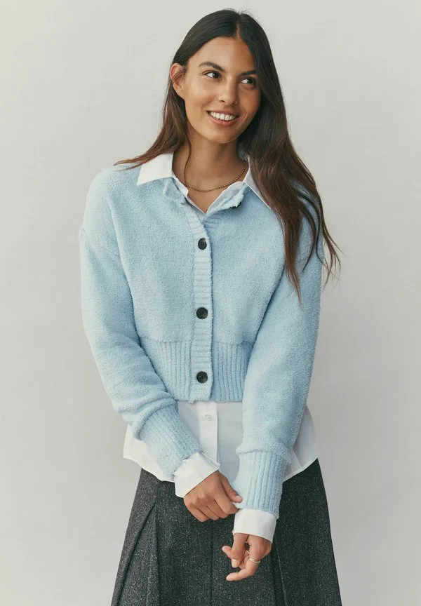Уютный кардиган прямого кроя на пуговицах Next, Light Blue