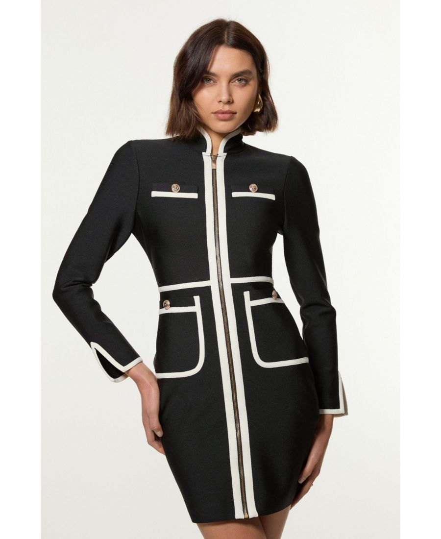 

Женское трикотажное платье в стиле милитари с бандажным эффектом Karen Millen, Mono