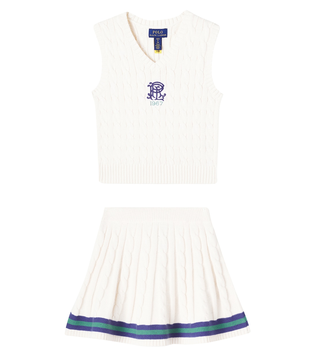 

Вязаный хлопковый жилет с рубчиком Polo Ralph Lauren Kids, Cricket Cream Multi