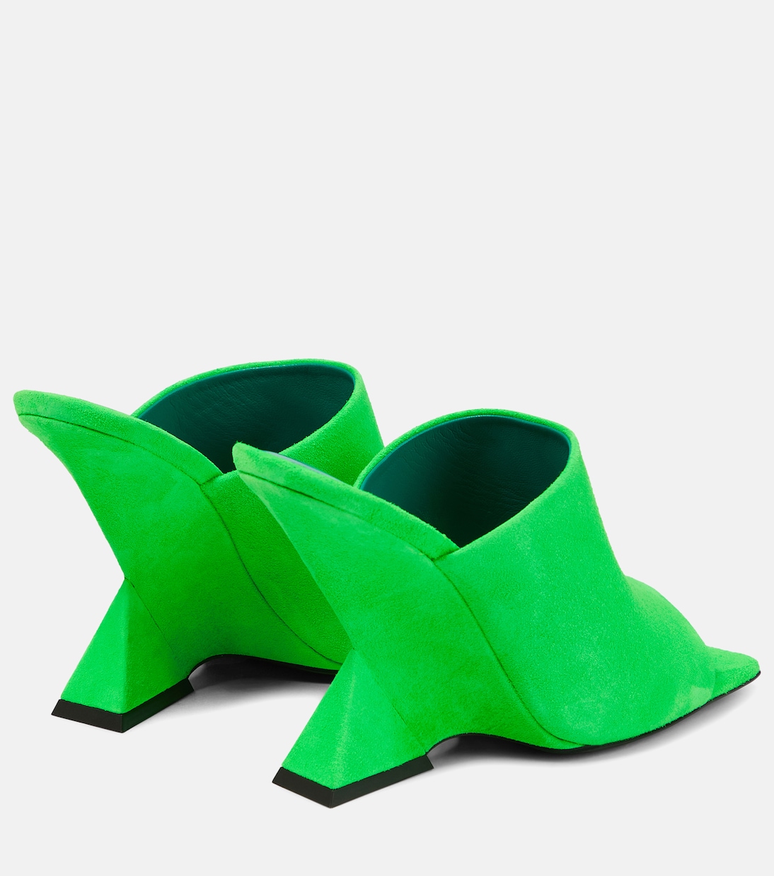 Замшевые мюли Cheope на танкетке The Attico, Fluo Green — фото 3