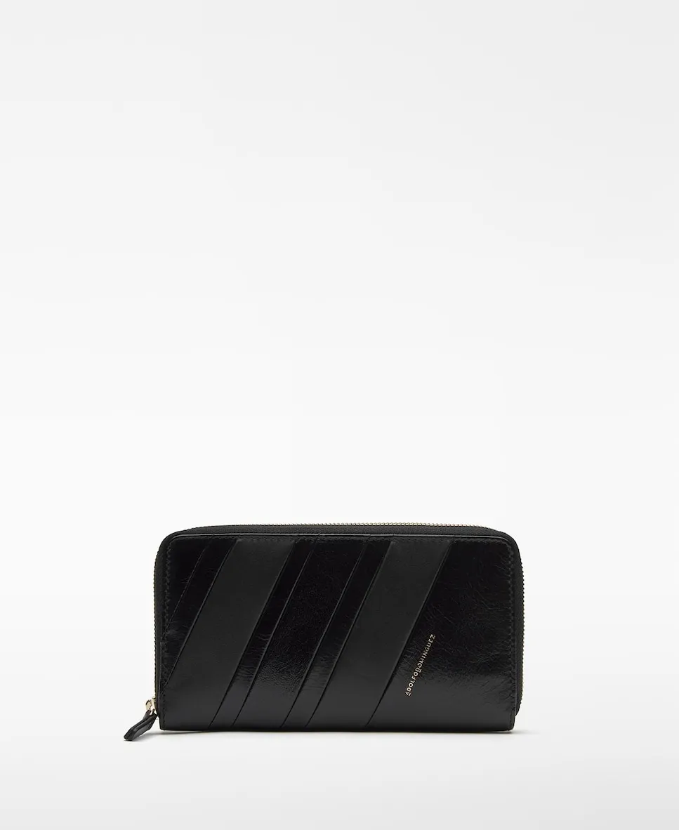 

Женский кожаный кошелек на молнии Adolfo Dominguez, черный