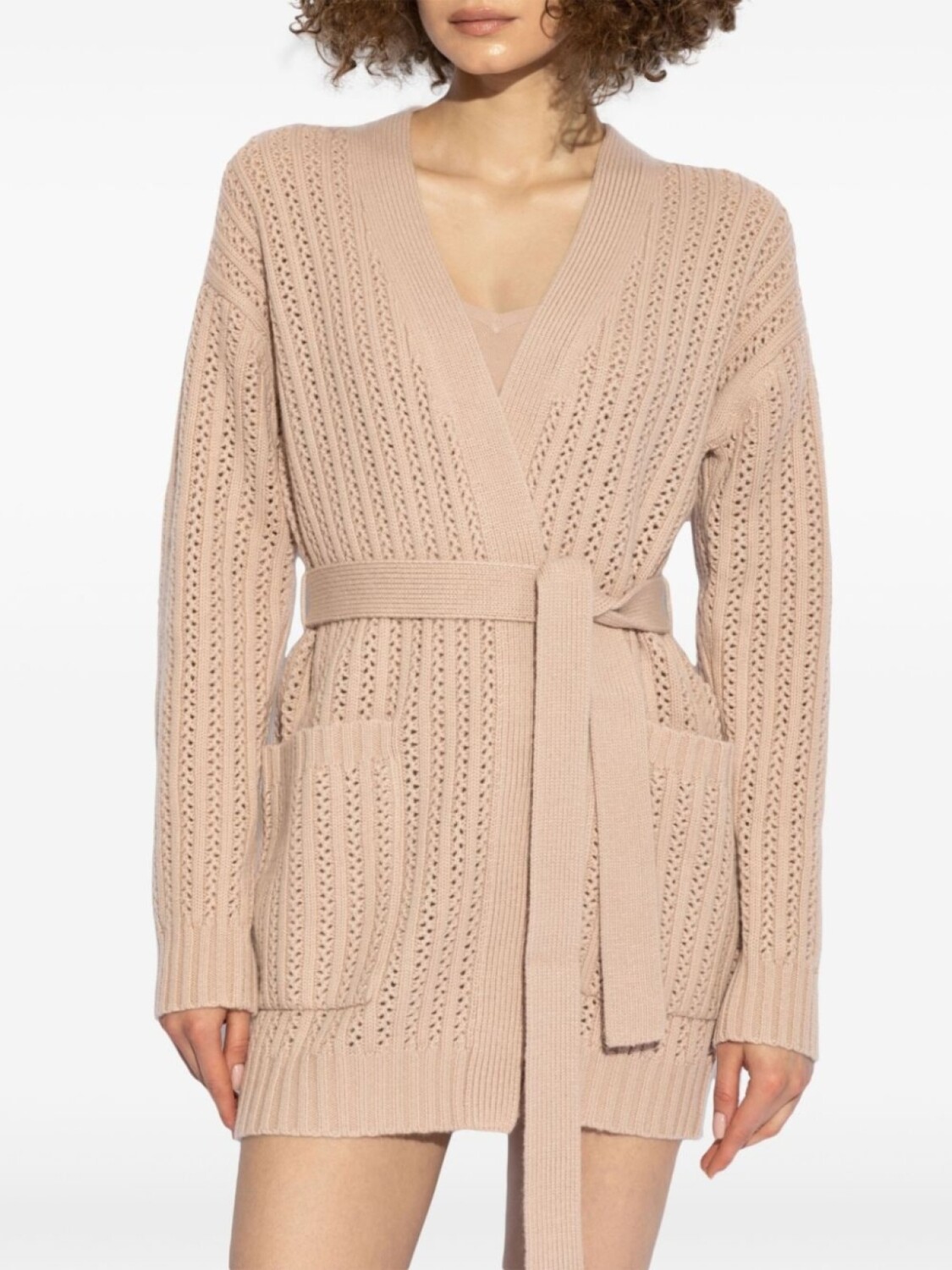 Max Mara кардиган с перфорацией, нейтральный цвет — фото 3