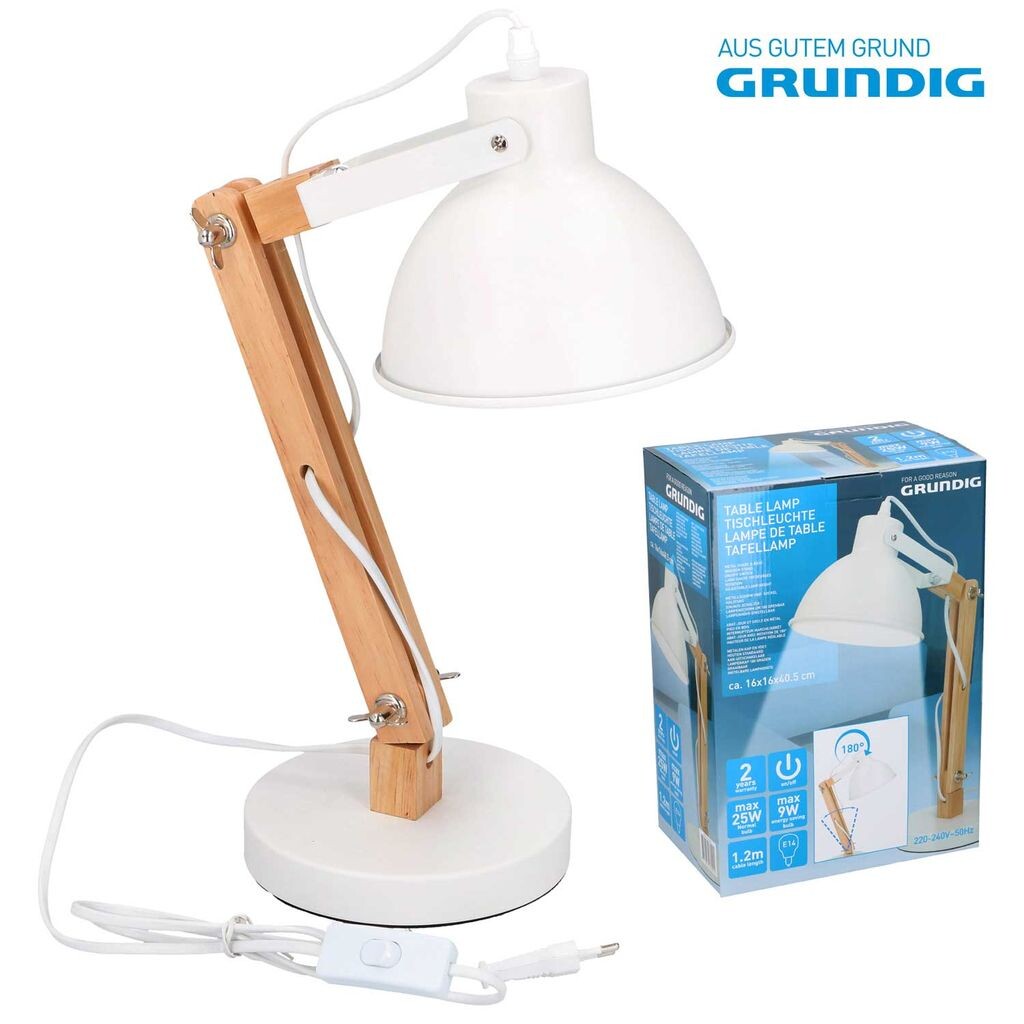

Настольная лампа Grundig 07029 настольная лампа настольная лампа дизайн из дерева и металла, белый