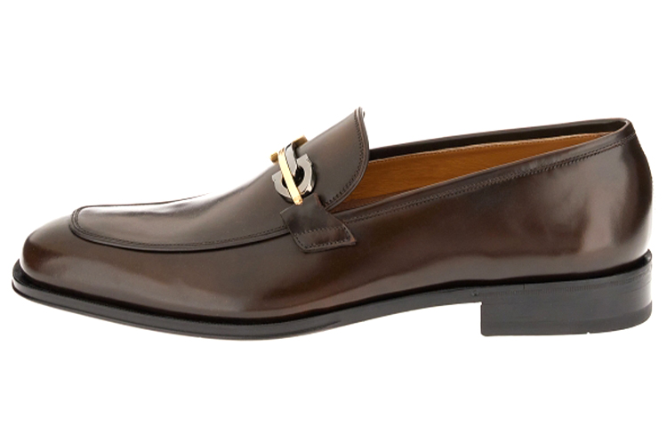 

Кожаные туфли FERRAGAMO Gancini мужские тёмно-коричневые