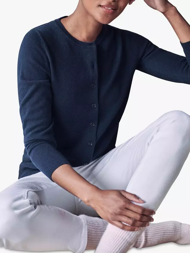 

Кардиган Pure Collection Crew Neck Cashmere, темно-синий