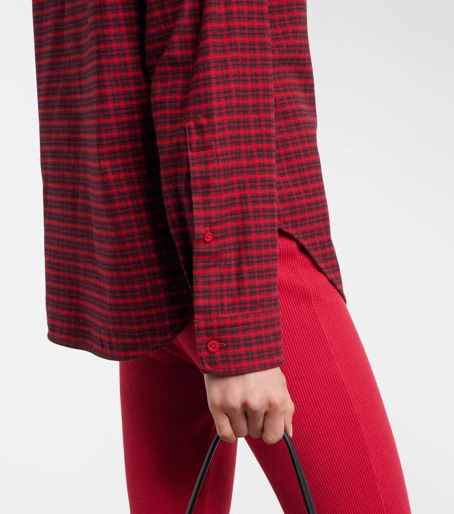 Клетчатая хлопковая рубашка Balenciaga, красный — фото 4
