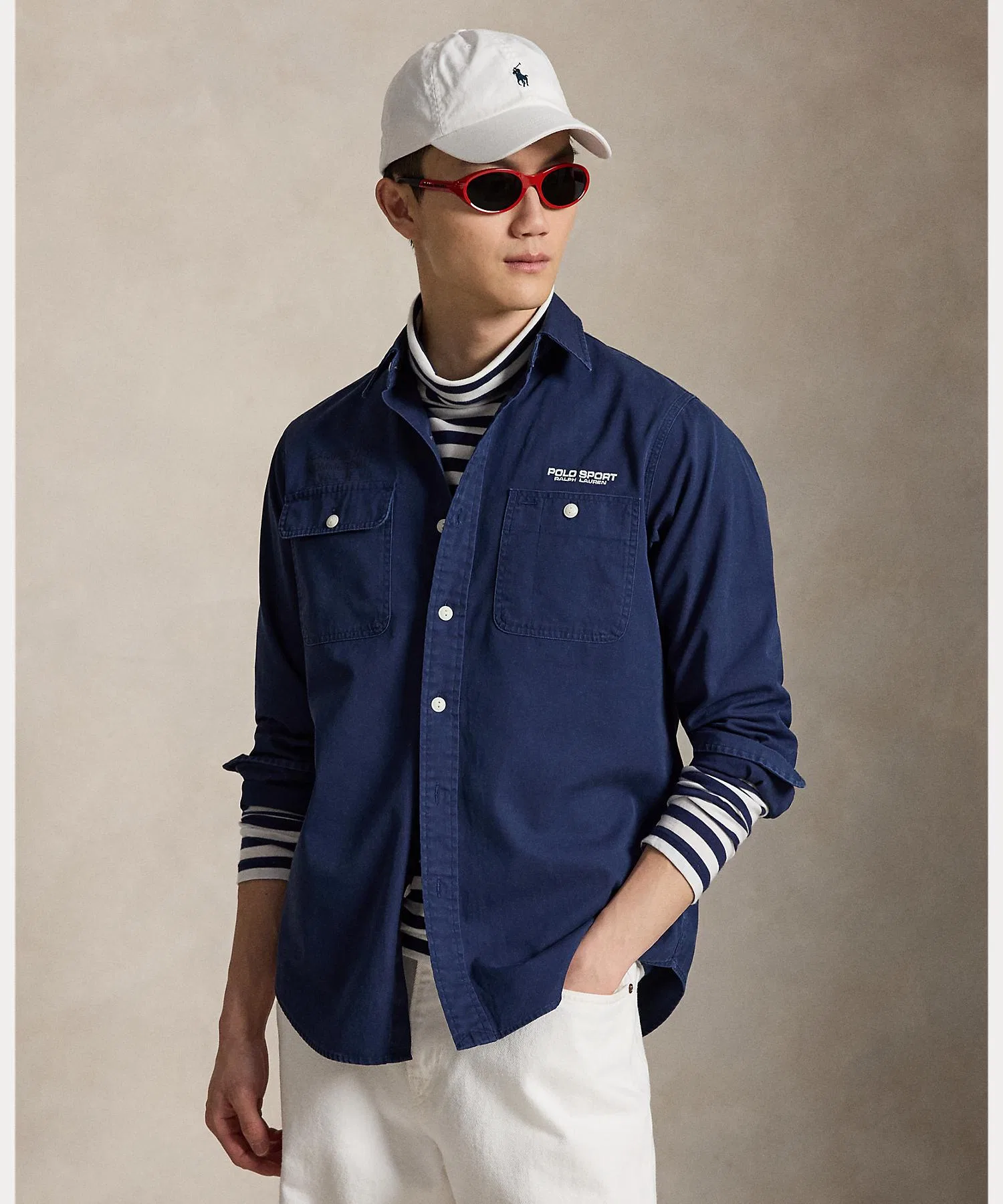 Мужская хлопковая рубашка Polo Sport POLO RALPH LAUREN тёмно-синяя
