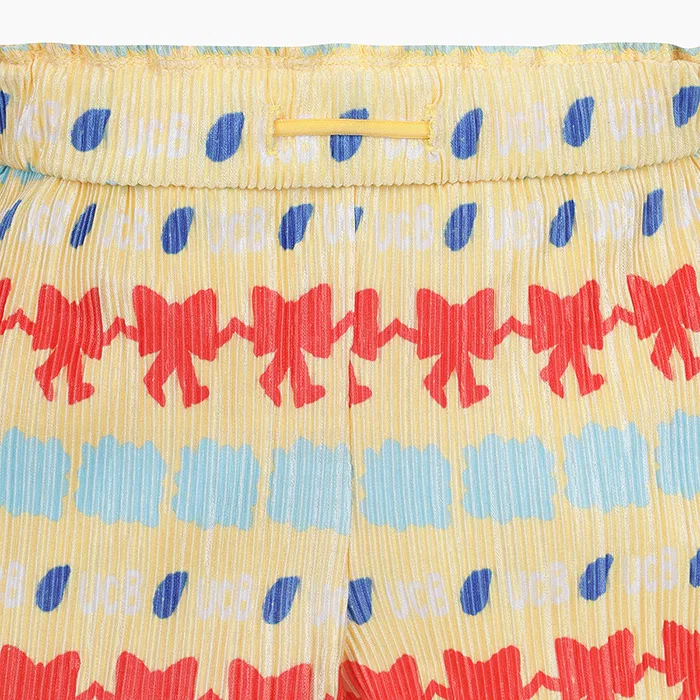 Детские плиссированные брюки Benetton Kids Bodre, жёлтые — фото 4