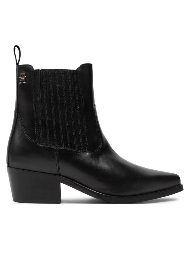 

Ботильоны на блочном каблуке Th Leather Cowboy Boot Tommy Hilfiger, черный