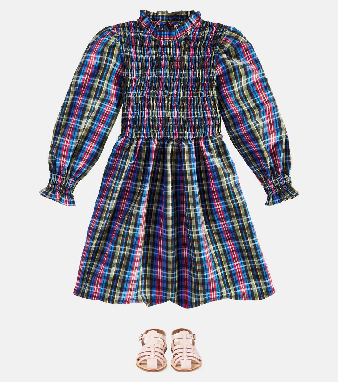 Платье в клетку Mars со сборками The New Society, цвет ruby dusk tartan — фото 2