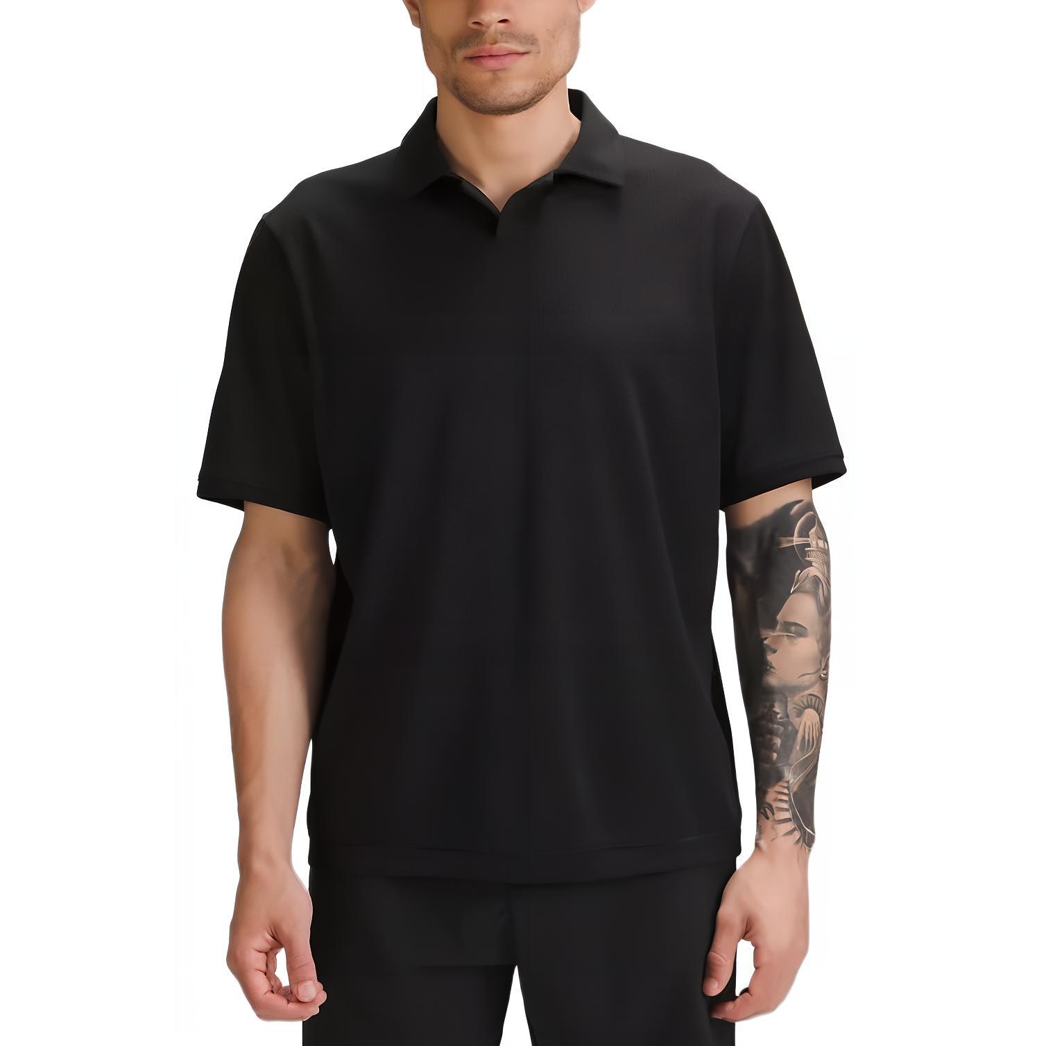 

Текстурированная сетчатая короткая поло для мужчин Lululemon, черный