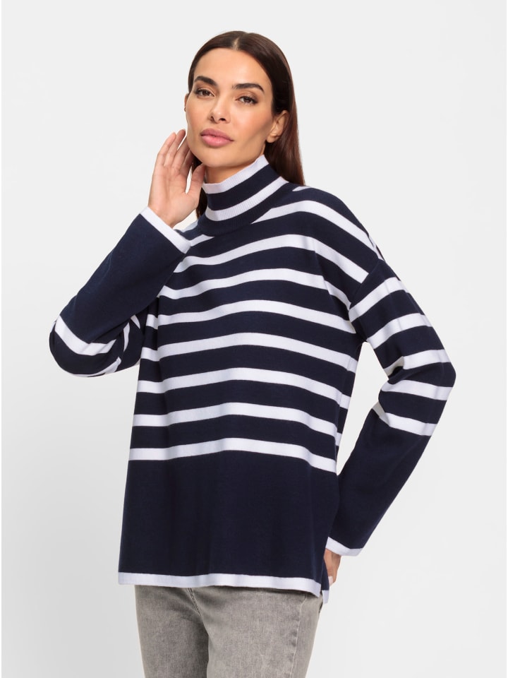 

полосатый свитер темно-синего и экрю цвета Heine