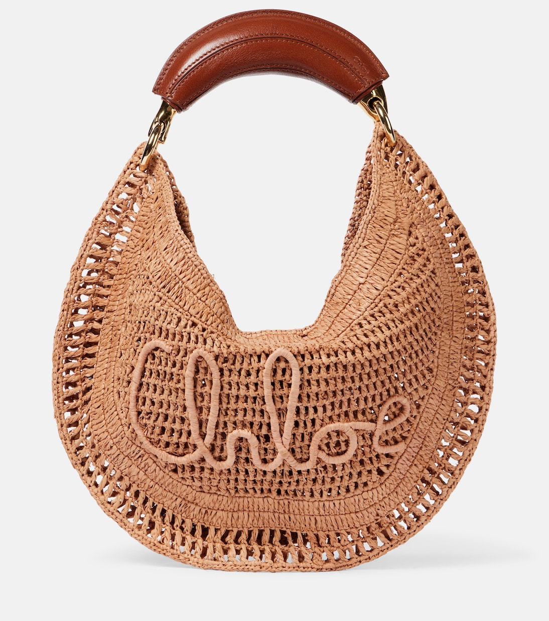 

Летняя банановая сумка через плечо с эффектом рафии Chloé, Summery Beige 24M