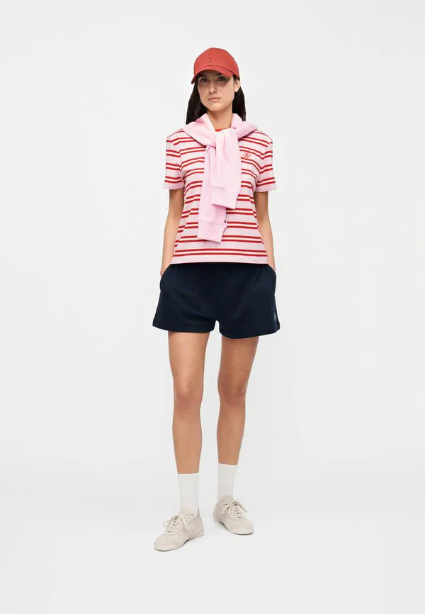 Футболка с вышитым логотипом, круглый вырез, базовая футболка Tommy Hilfiger, Bonita Pink/Fireworks — фото 2