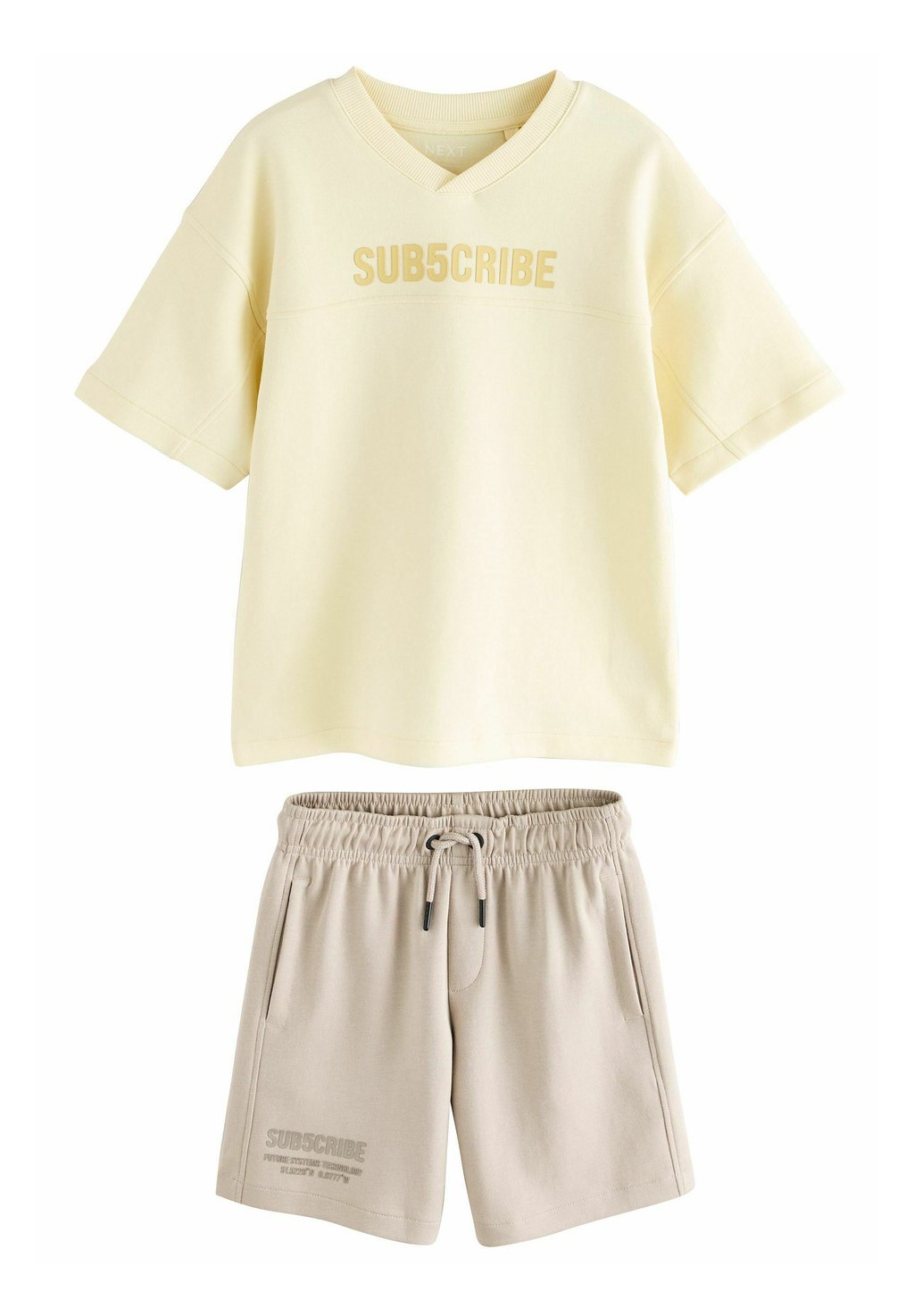 

Футболка с принтом SUBSCRIBE V-NECK SHORT SLEEVE AND SET Next, желтый