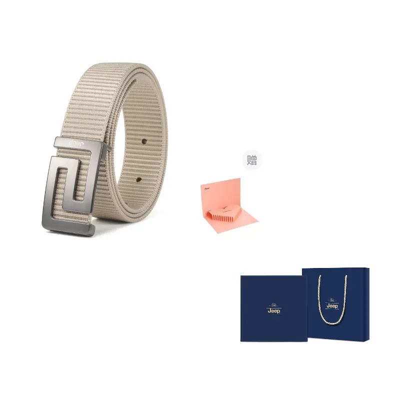 

Кожаный ремень из коровьей кожи мужской 3,5 см Jeep, хаки stripes