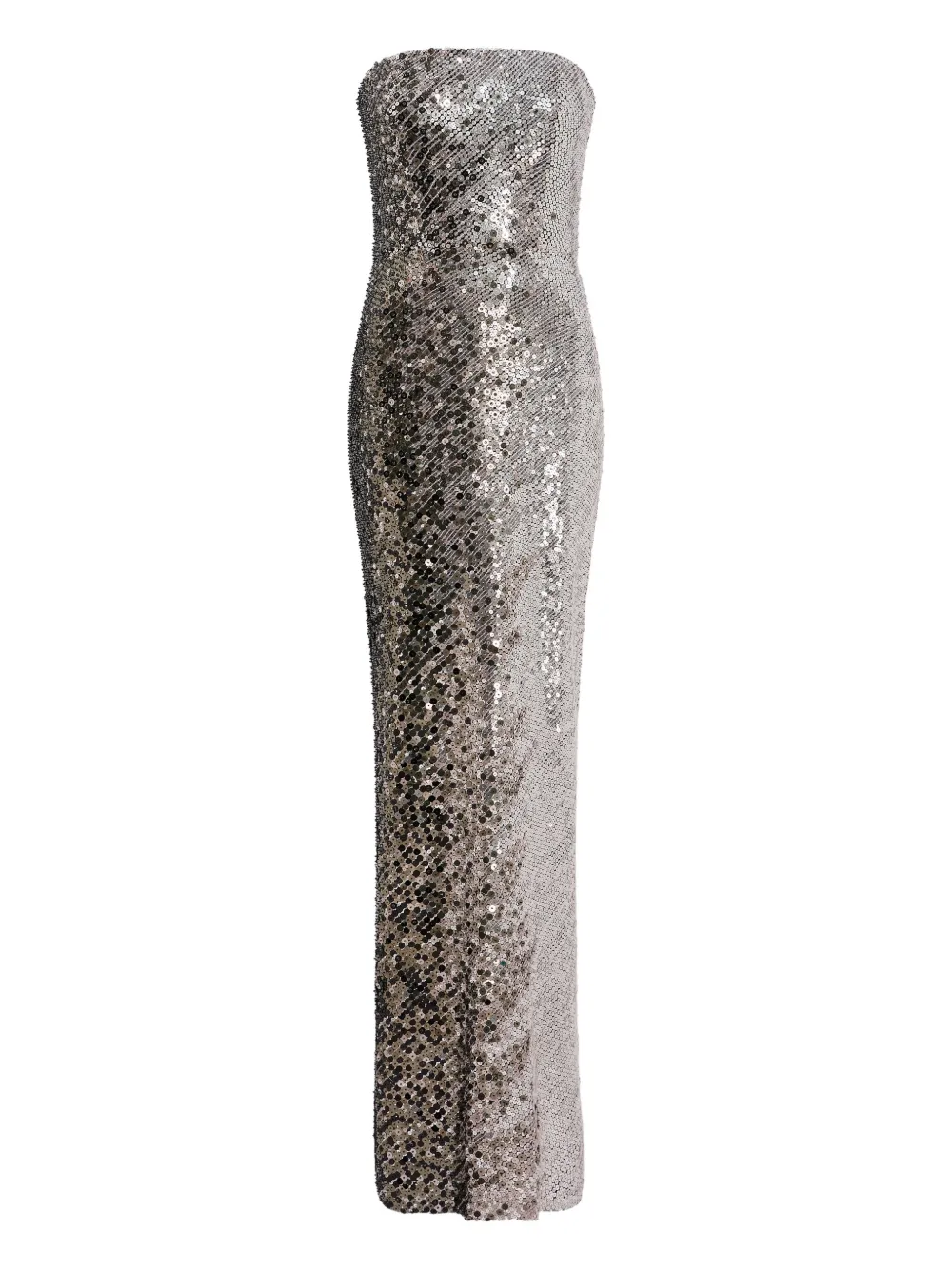 

Платье макси без бретелек, украшенное пайетками Jenny Packham, серебряный