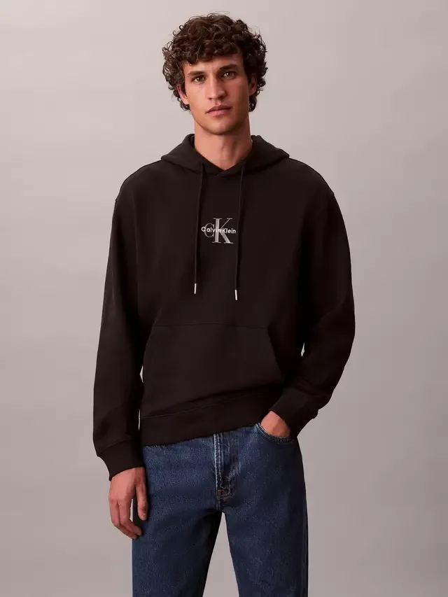Худи из махровой ткани, черное Calvin Klein